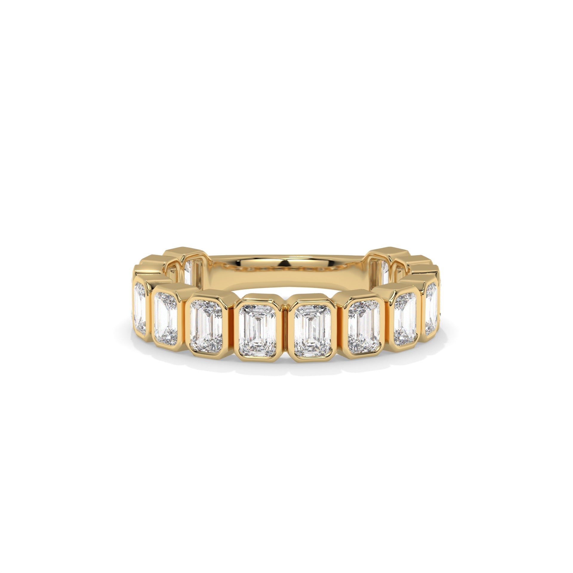 Emerald Halfway Bezel Lab Diamond Anniversary Band