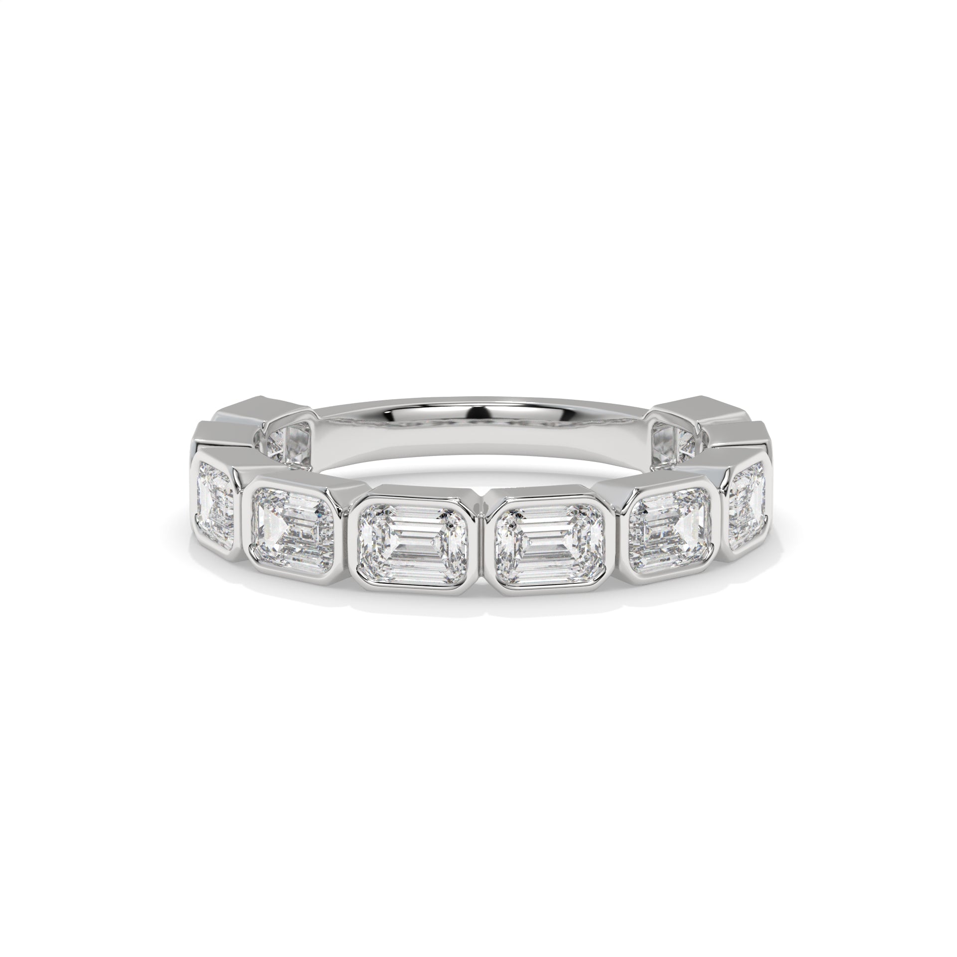 Emerald East-West Halfway Bezel Lab Diamond Anniversary Band