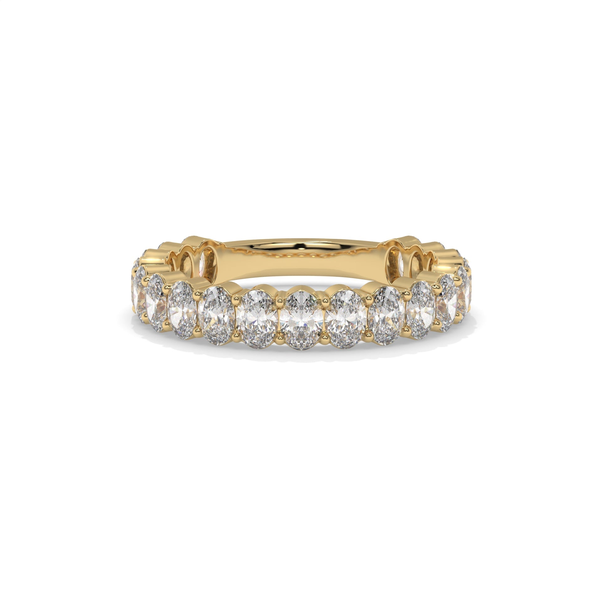 Shared Prong Oval Lab Diamond Halfway Anniversary Band
