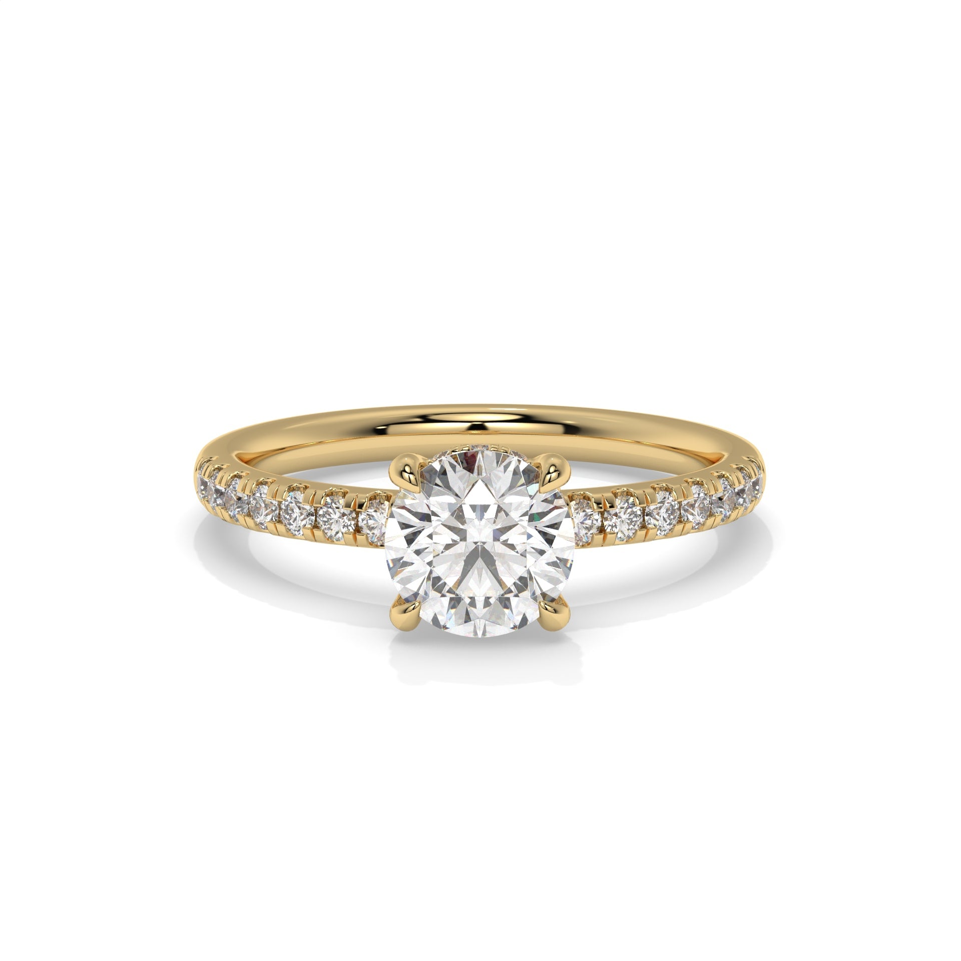 Round Lab Diamond Hidden Halo Engagement Ring