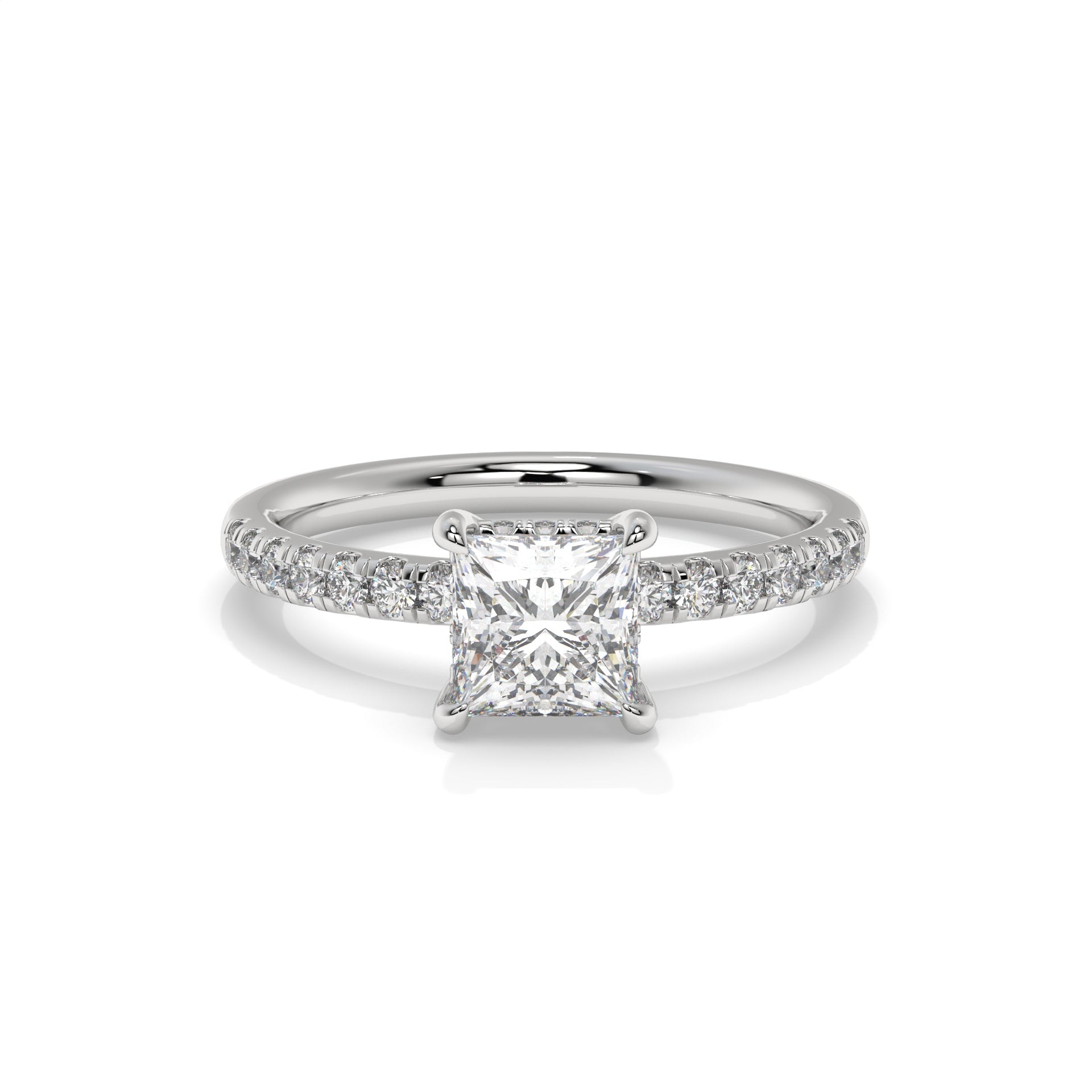 Princess Lab Diamond Hidden Halo Engagement Ring