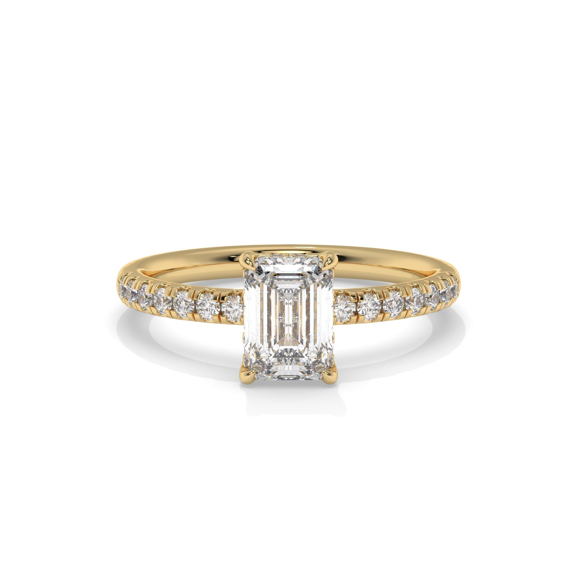 Emerald Lab Diamond Hidden Halo Engagement Ring