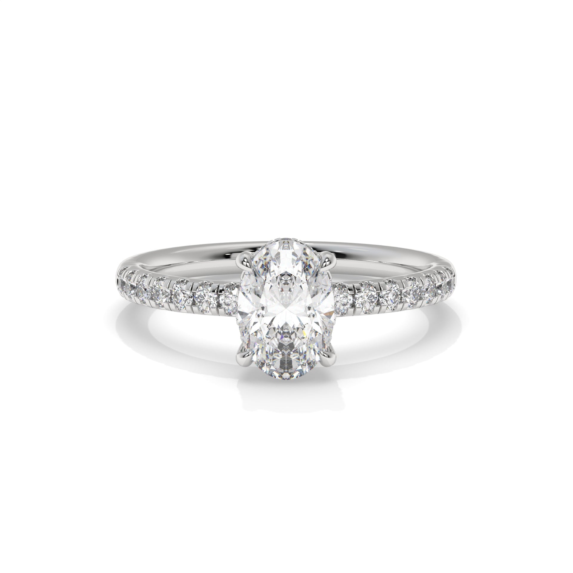 Oval Lab Diamond Hidden Halo Engagement Ring