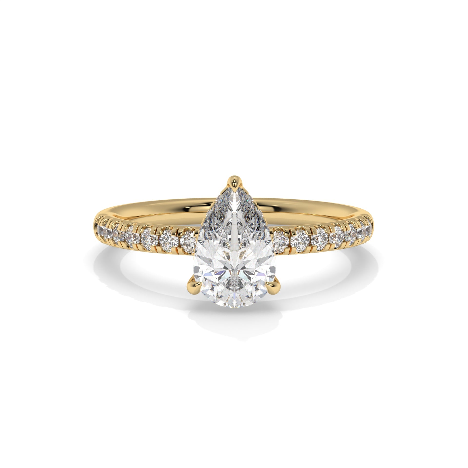 Pear Lab Diamond Hidden Halo Engagement Ring