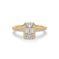 Milano Emerald Channel Halo Lab Diamond Ring
