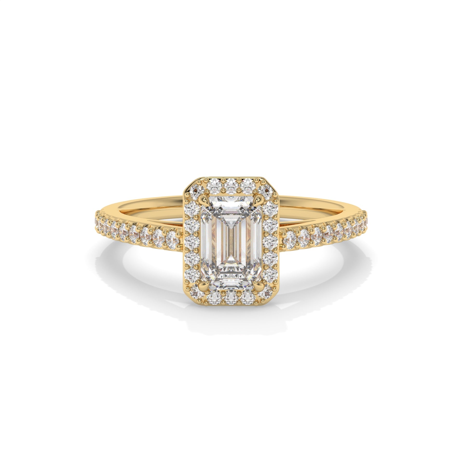 Milano Emerald Channel Halo Lab Diamond Ring