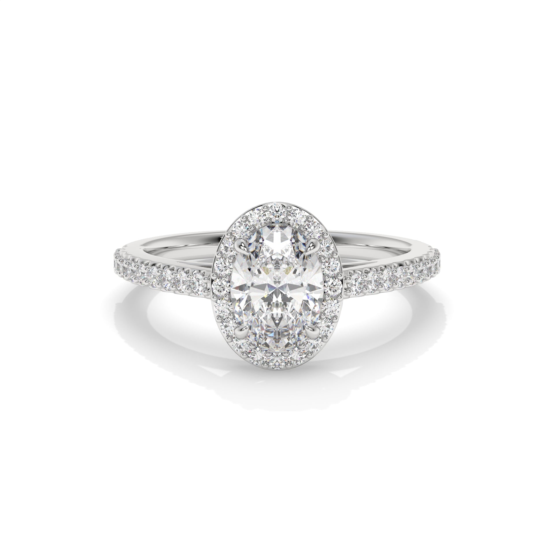 Milano Oval Channel Halo Lab Diamond Ring