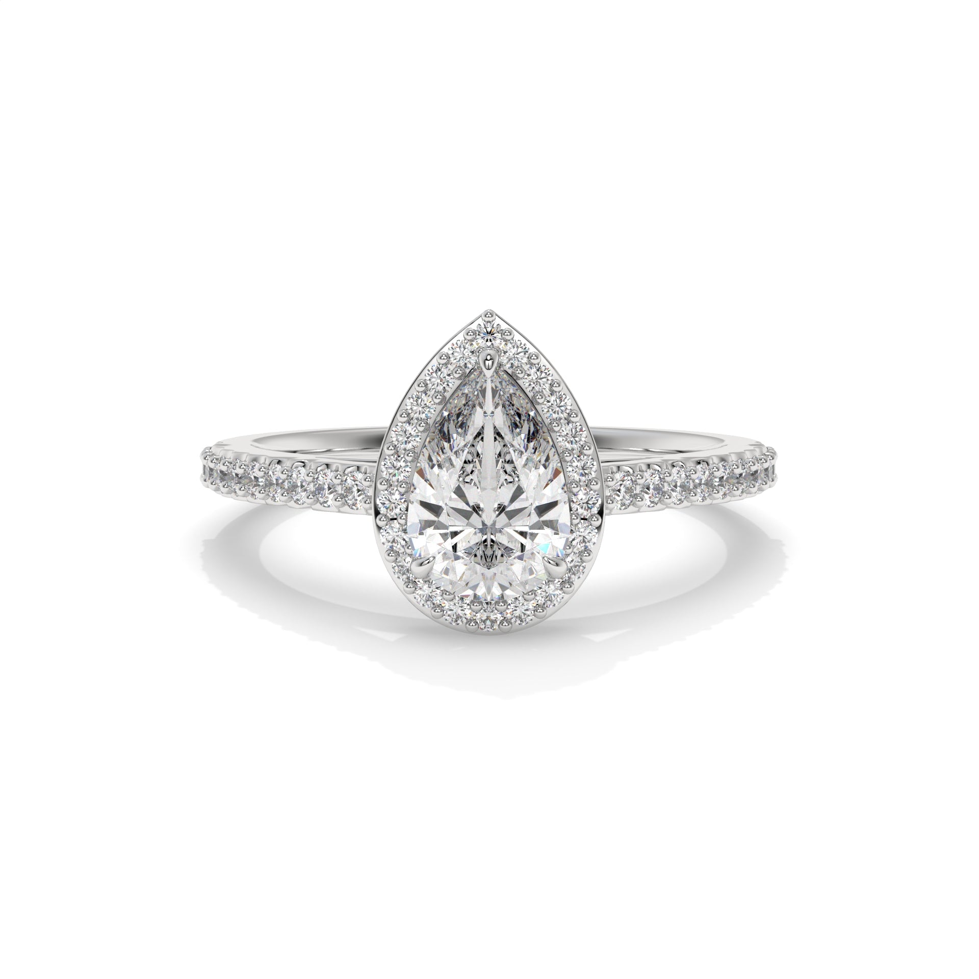 Milano Pear Channel Halo Lab Diamond Ring