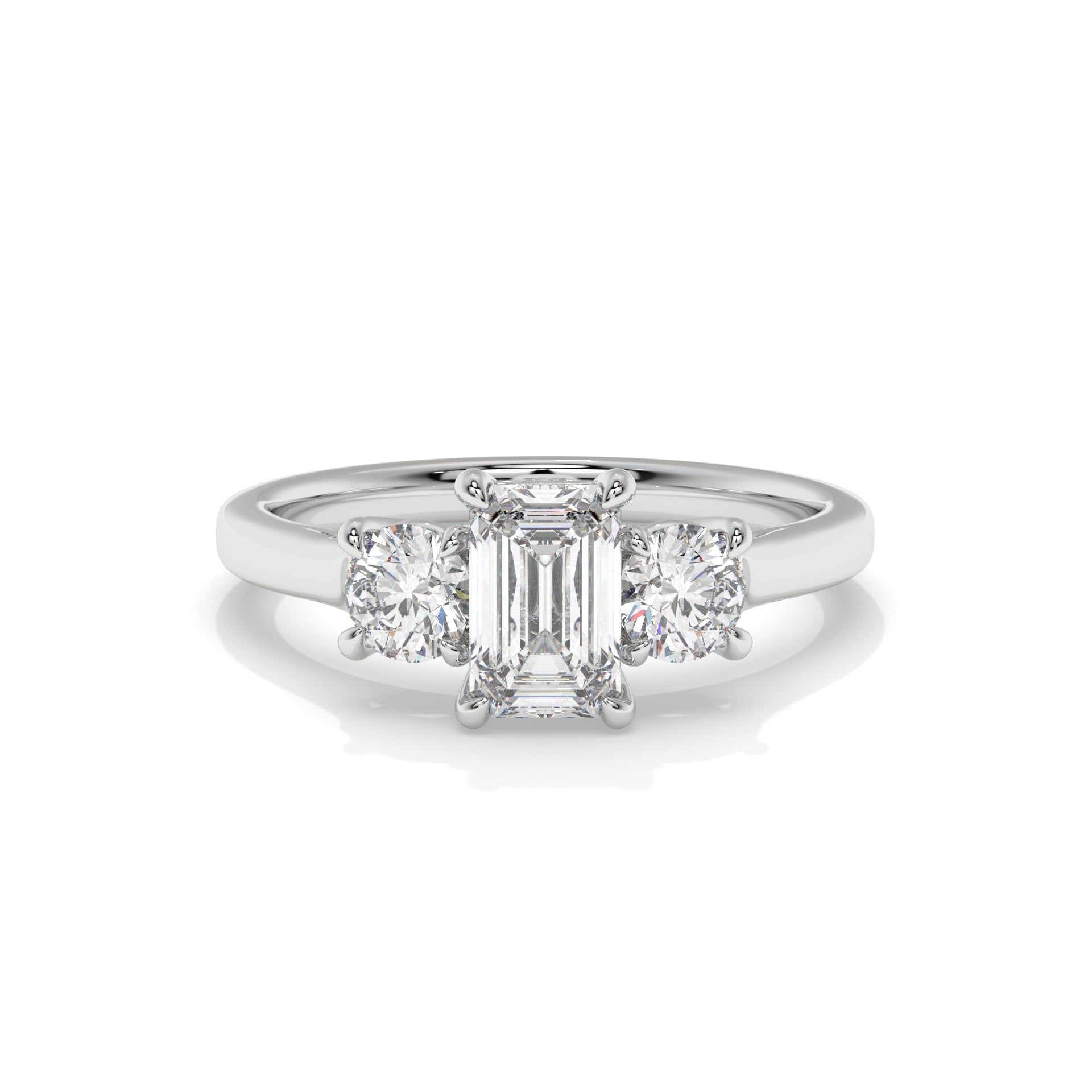 Luna Emerald Three Stone Lab Diamond Ring