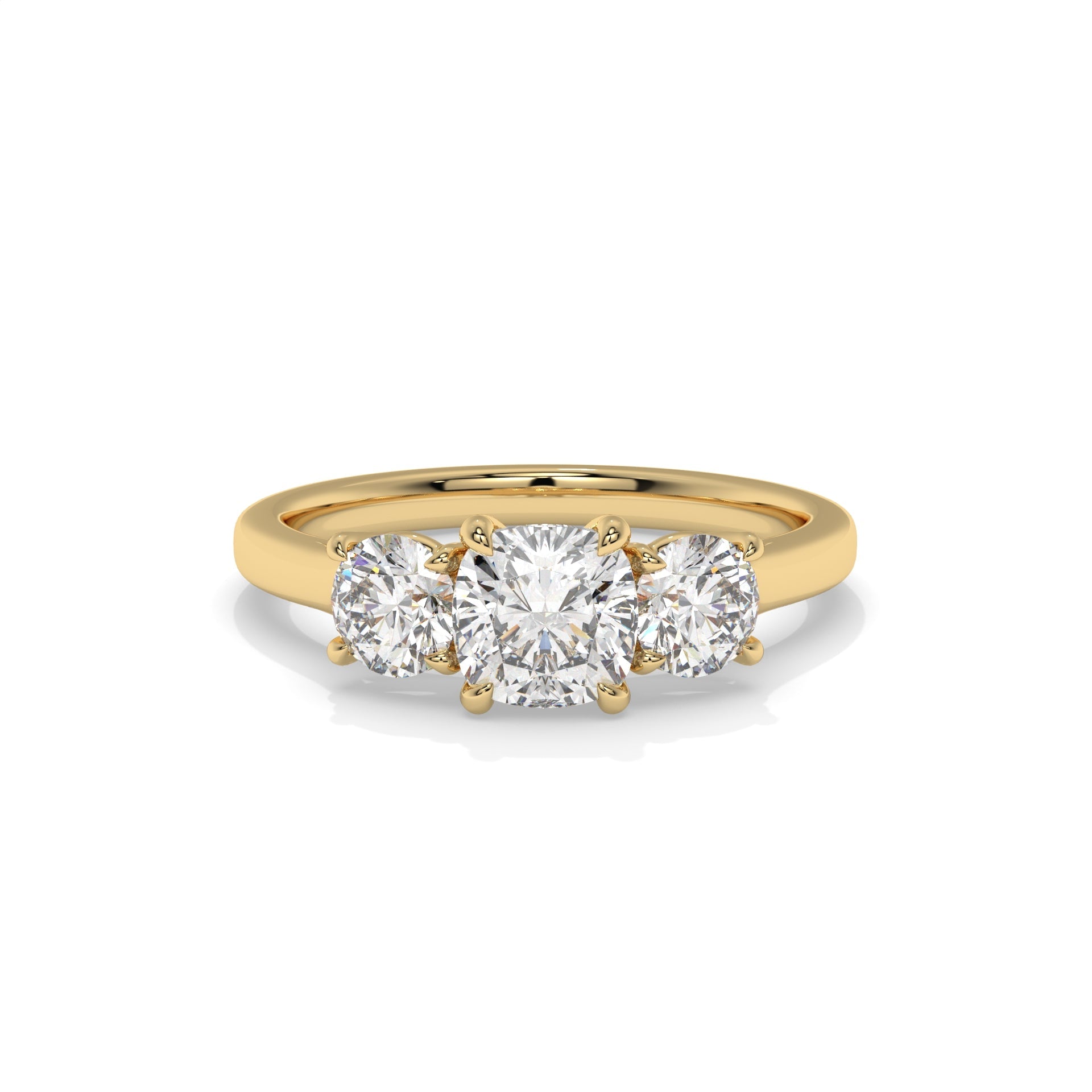 Luna Cushion Three Stone Lab Diamond Ring