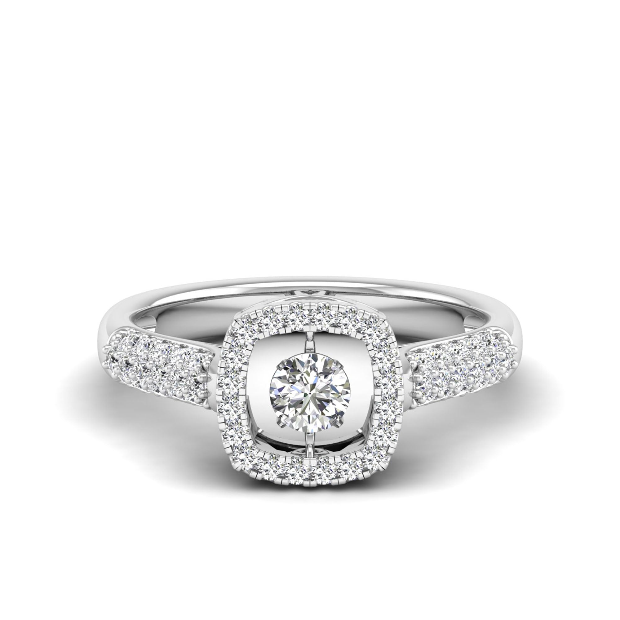 Square Halo Dancing Diamond Ring