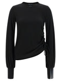 Y-3 Merino Wool Draped Long Sleeve Top — Black
