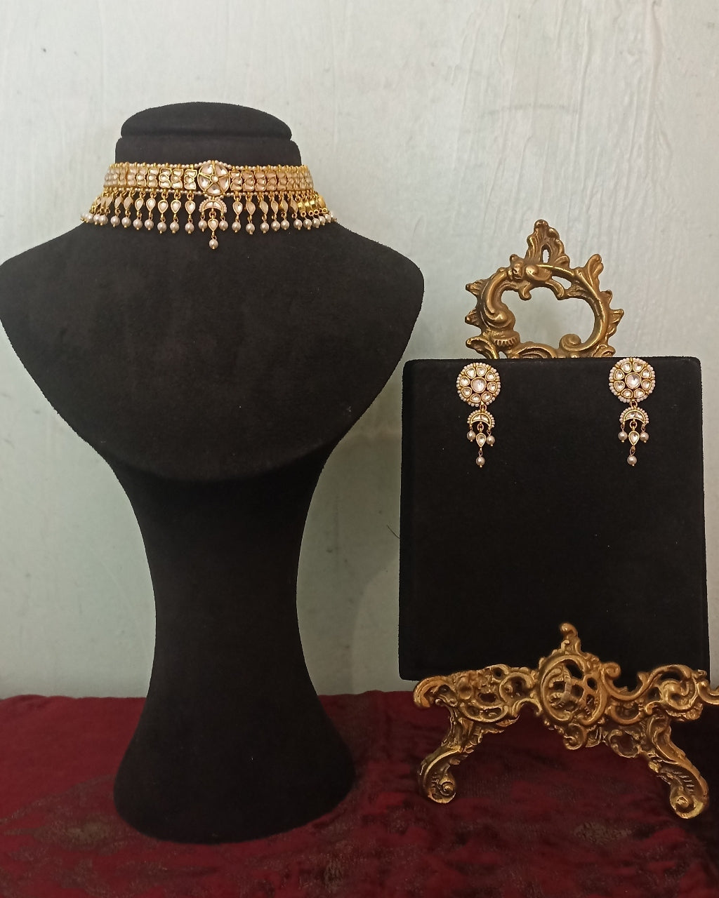 Golden Cascade Kundan Necklace Set By KYNAH, Luxury Indian Fashion & Bridal Wear