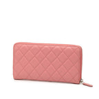 Quilted Lambskin Zip Around Long Wallet