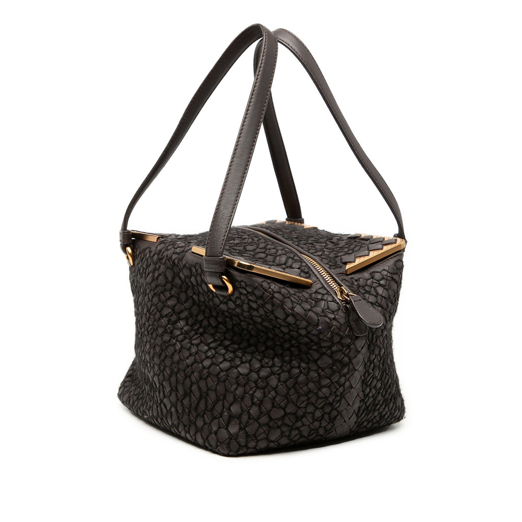 Nappa Intrecciato Stitched Metal Edge Cube Handbag