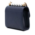 Mini Quilted Goatskin Vertical Chic Pearls Flap Clutch With Chain