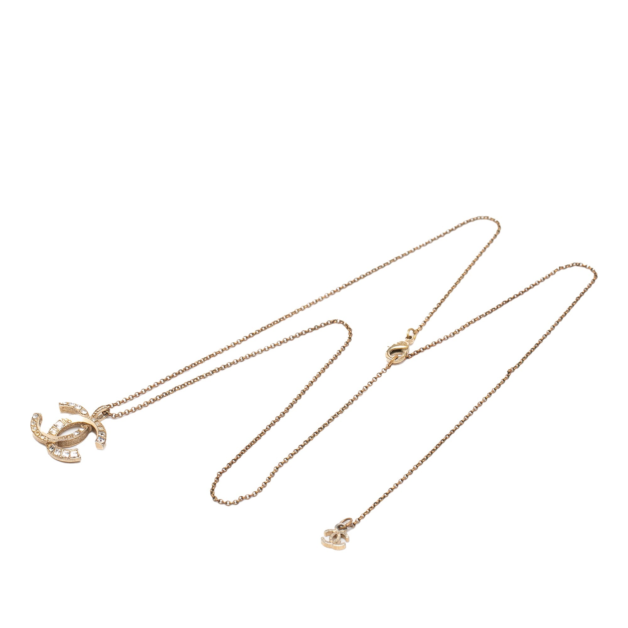 Gold Plated CC Crystal Pendant Necklace