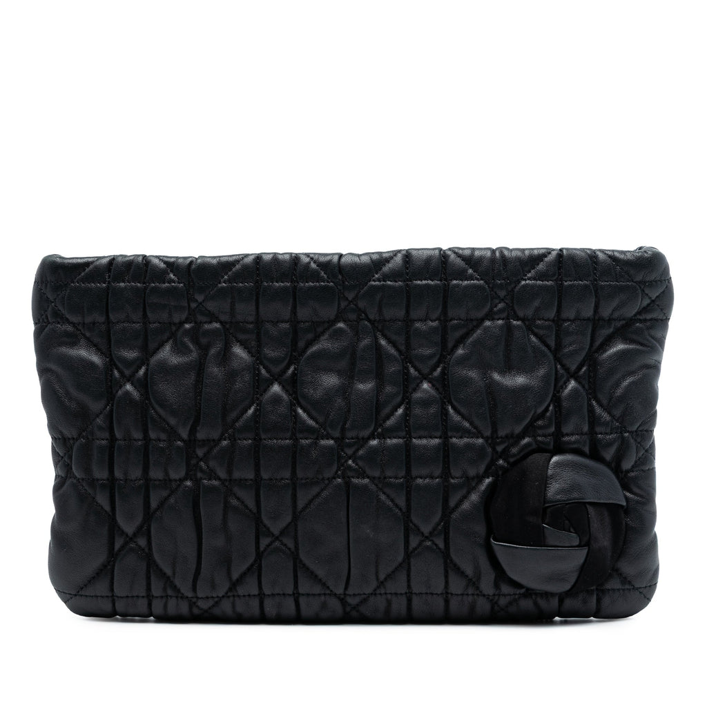 Calfskin Cannage Rose Clutch