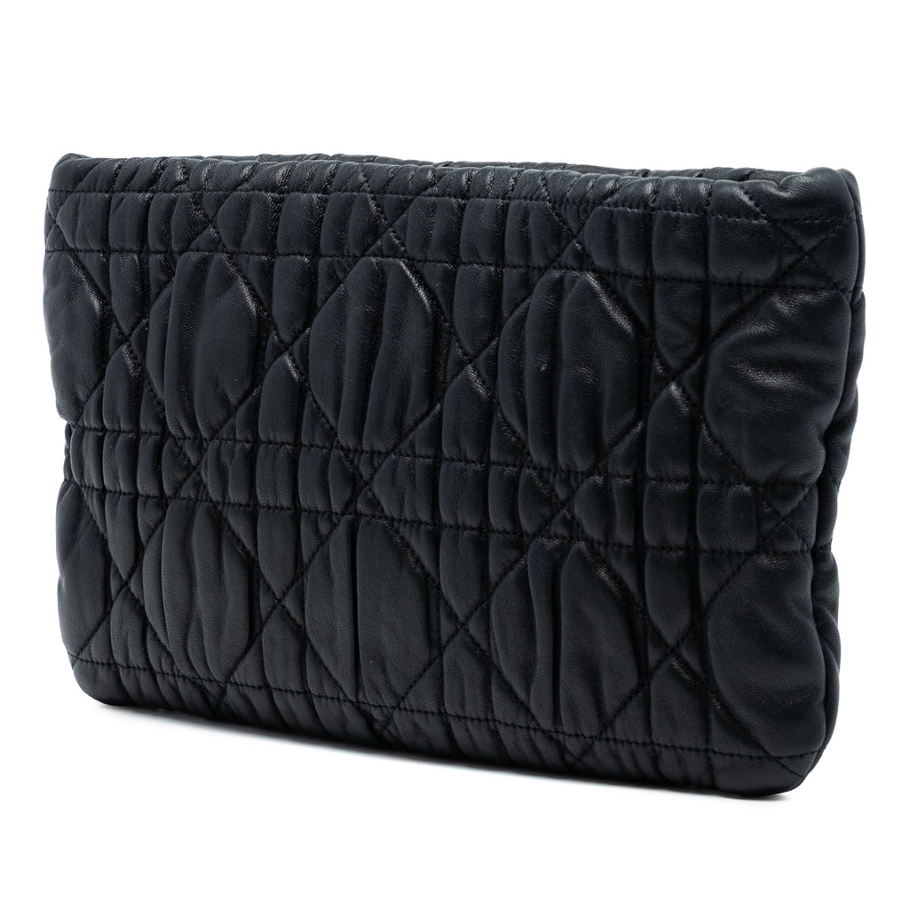 Calfskin Cannage Rose Clutch