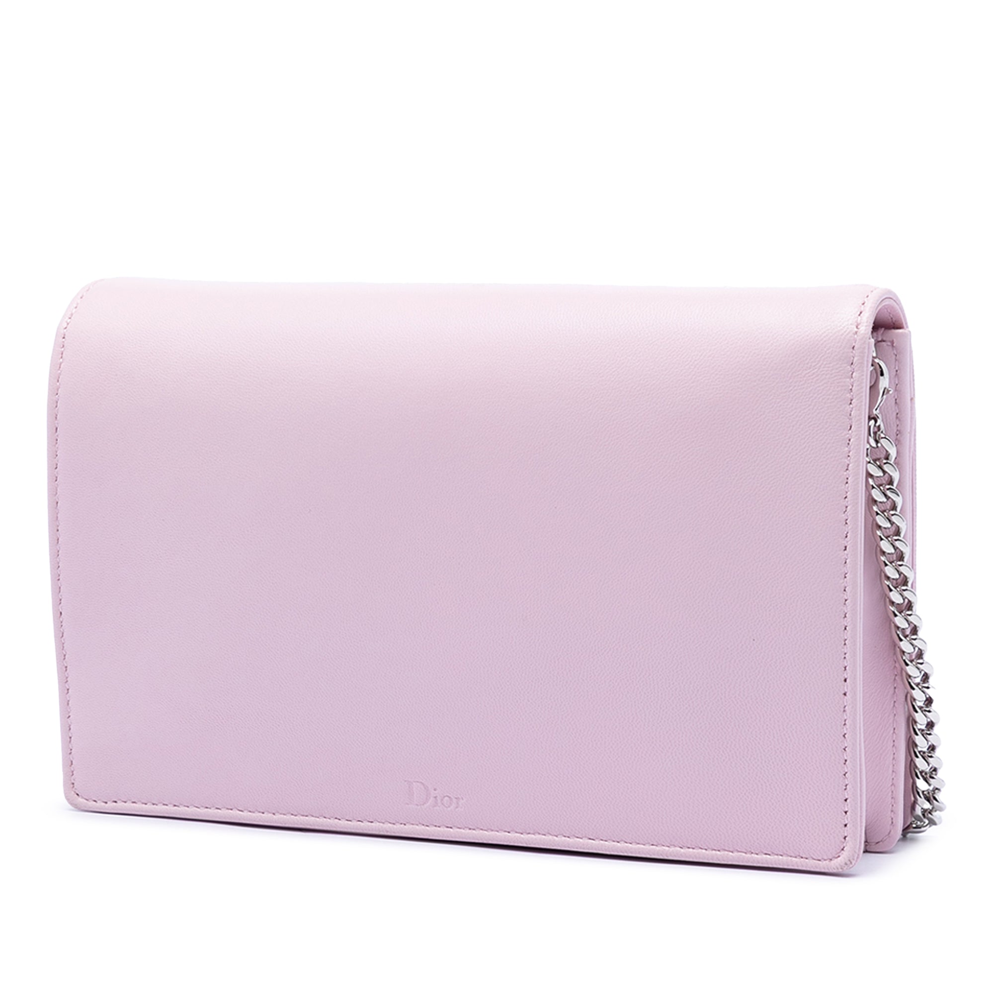 Leather Patch Embroidered Diorama Wallet On Chain