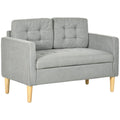 Modern 2 Seater Sofa with Hidden Storage, Tufted Compact Loveseat, Light Grey
