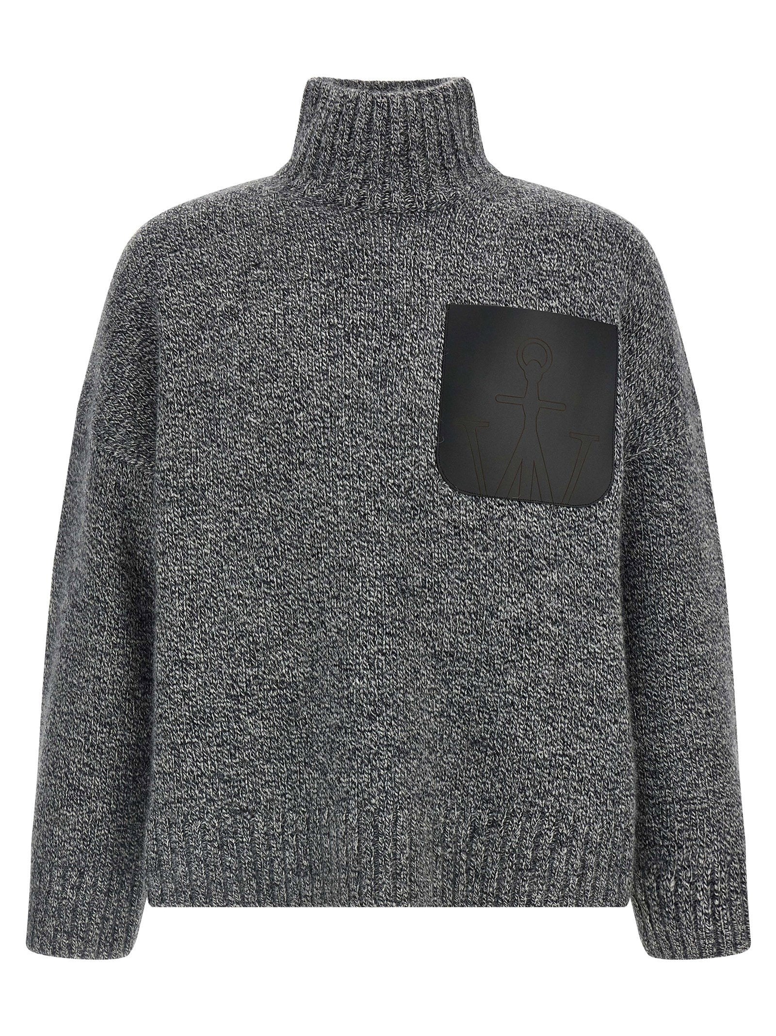 J.w.anderson Leather Patch Pocket Sweater — Gray