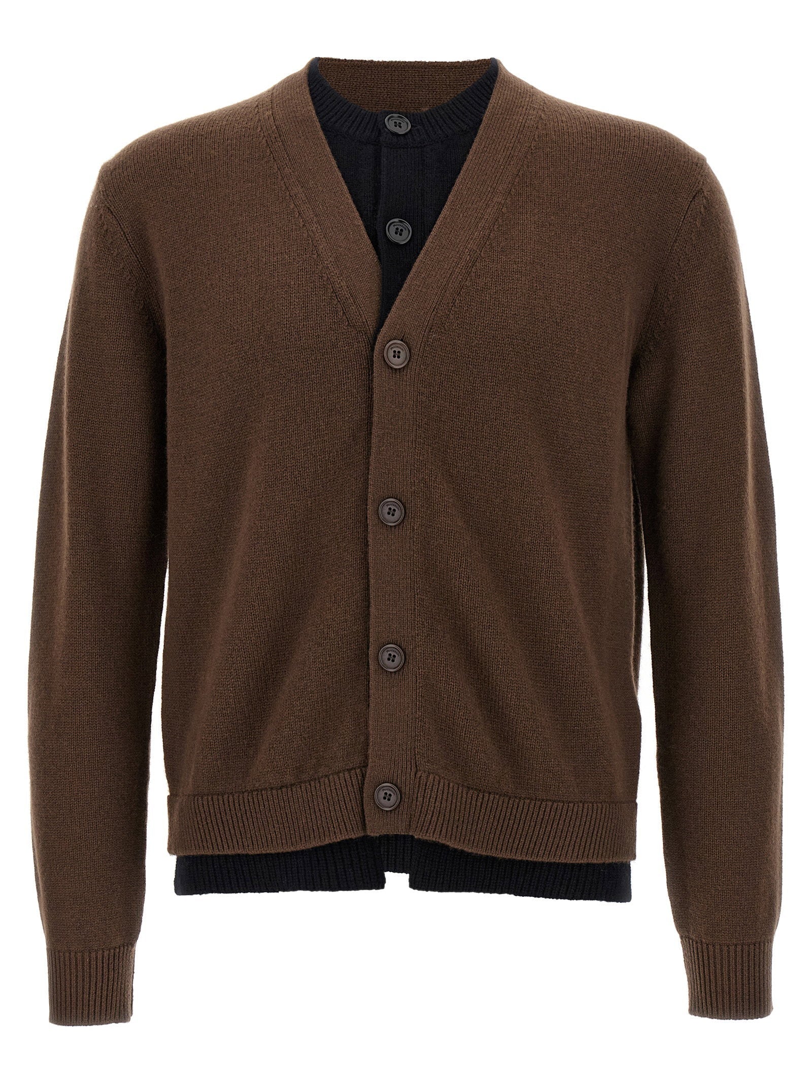 J.w.anderson Contrast Layered Wool and Cashmere Cardigan — Brown