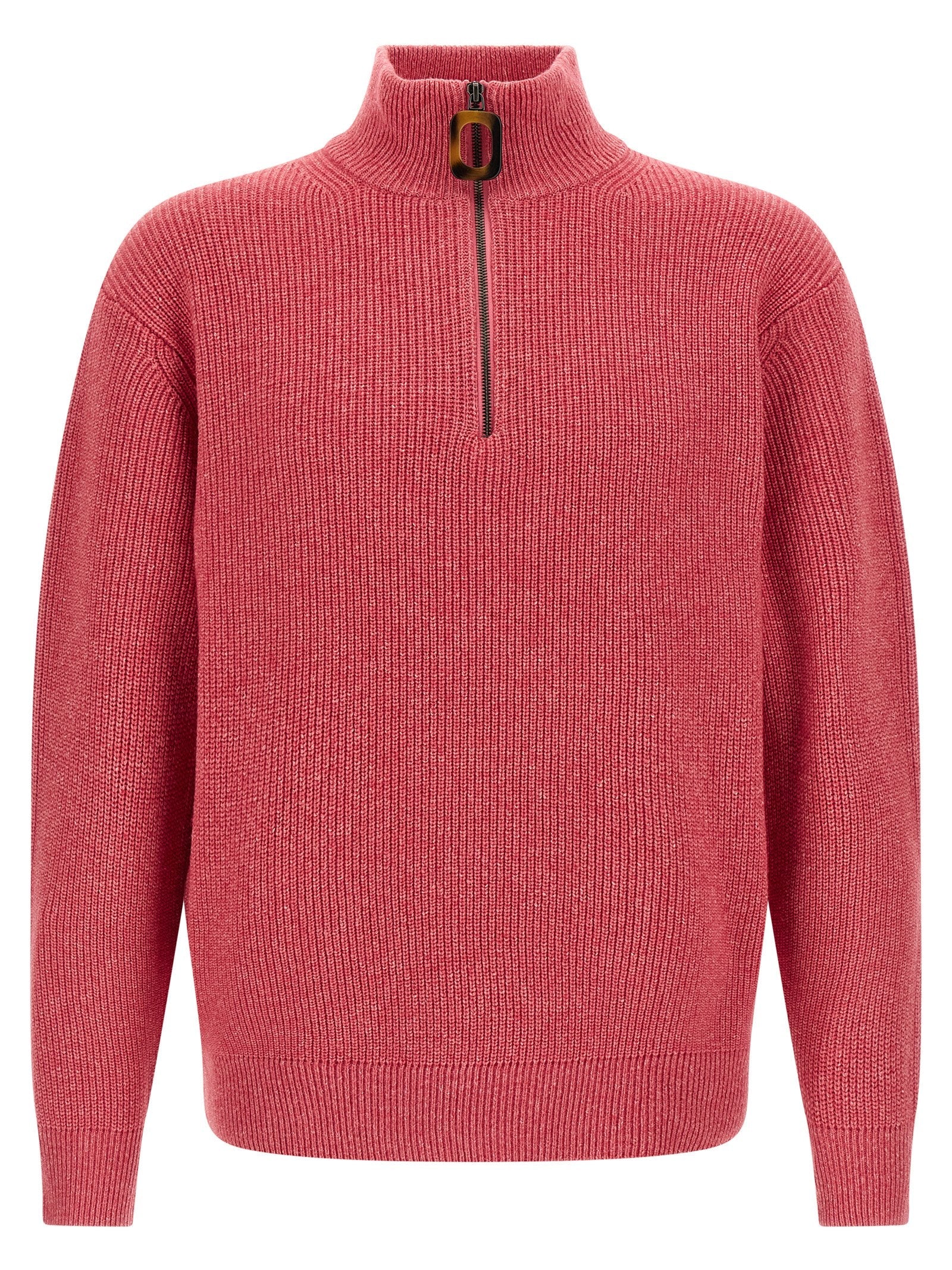 J.w.anderson Half-Zip Wool-Cotton Sweater — Rose