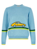 J.w.anderson Car Graphic Cotton Sweater — Light Blue