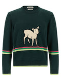 J.w.anderson Sheep-Intarsia Cotton Sweater — Green