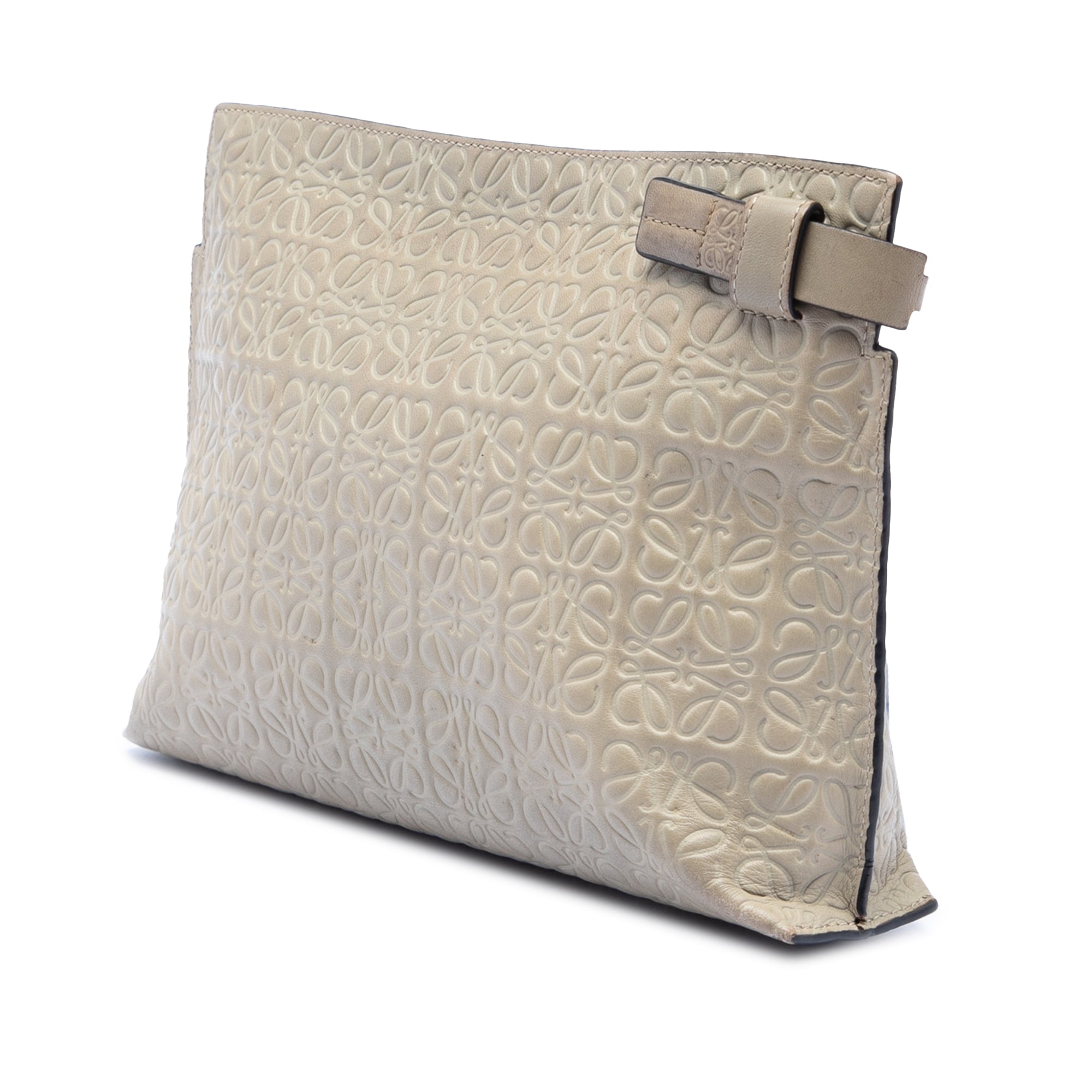 Embossed Calfskin Anagram Repeat T Clutch
