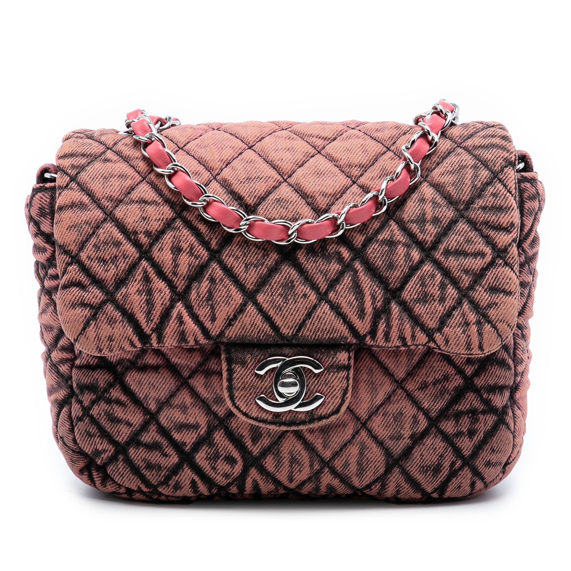 Small Square CC Quilted Denimpression Single Flap
