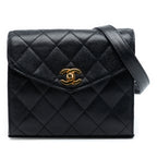 Mini CC Quilted Caviar Envelope Flap
