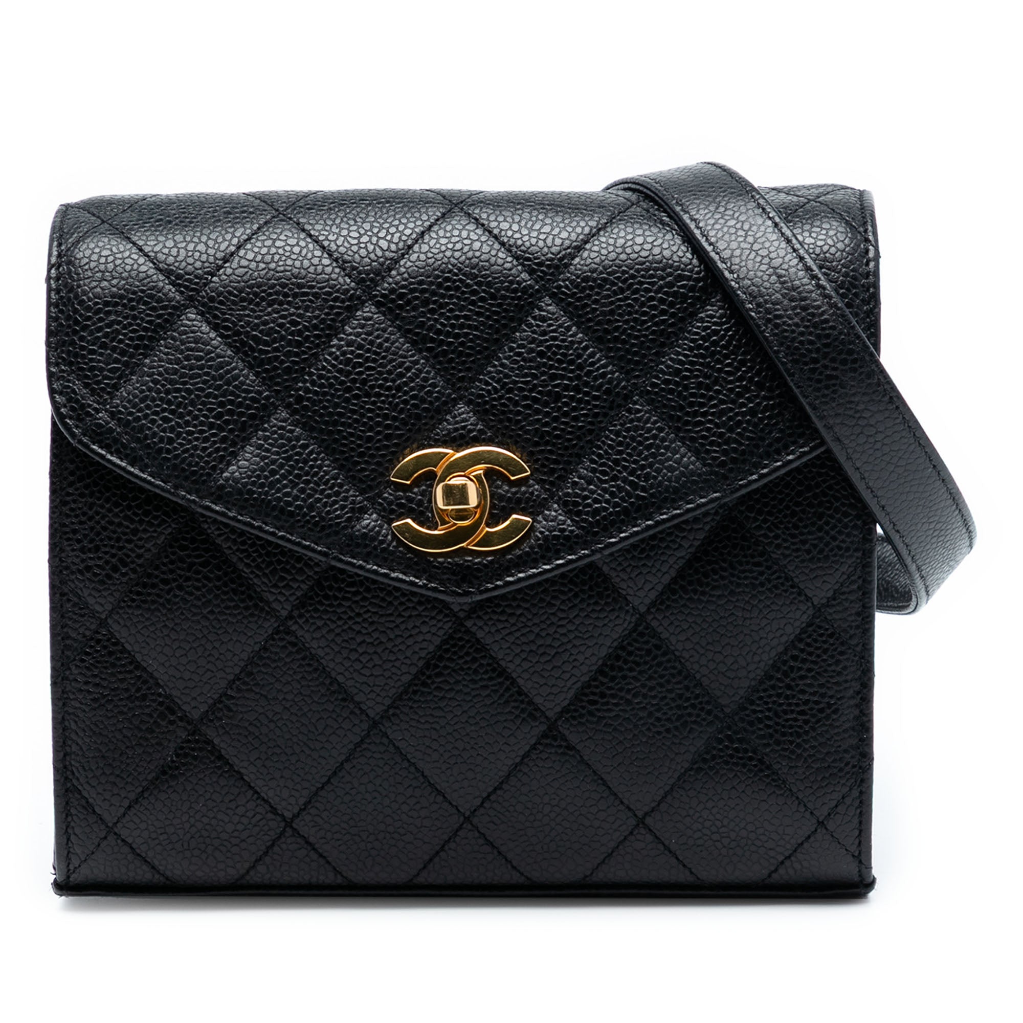 Mini CC Quilted Caviar Envelope Flap