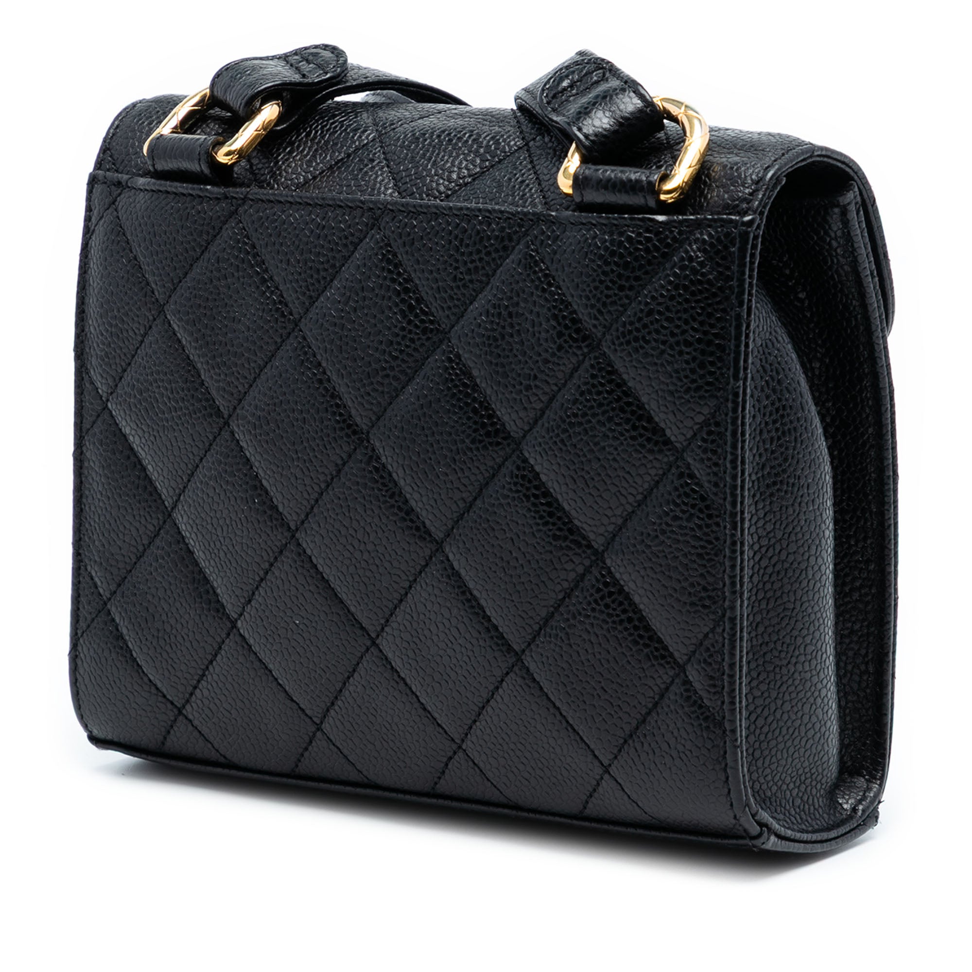 Mini CC Quilted Caviar Envelope Flap