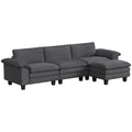 124" L Shaped Sectional Sofa with Movable Ottoman, 3 Seat, 2200lb Capacity, Dark Gray