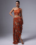 Leena Printed Drape Skirt Set By KYNAH, Luxury Indian Fashion & Bridal Wear