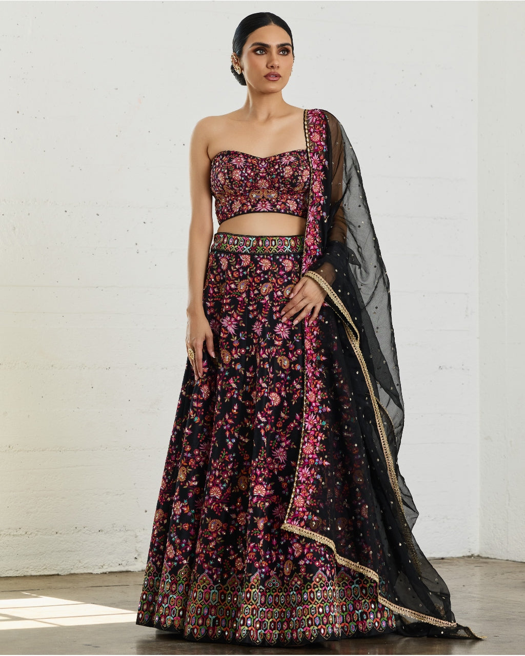 Black Corset Ebony Lehenga By KYNAH, Luxury Indian Fashion & Bridal Wear