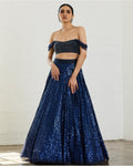 Midnight Blue Sequins Lehenga By KYNAH, Luxury Indian Fashion & Bridal Wear