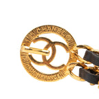 Gold Plated Leather Woven Double Chain Belt