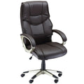 High Back Computer Office Chair, Faux Leather Swivel Chair with Adjustable Height, Brown