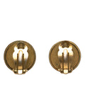 Gold Plated and Acrylic Logo Round Button Clip On Earrings