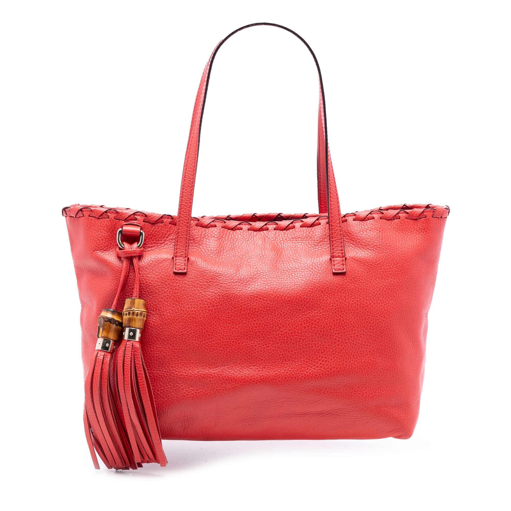 Leather Bamboo Tassel Tote