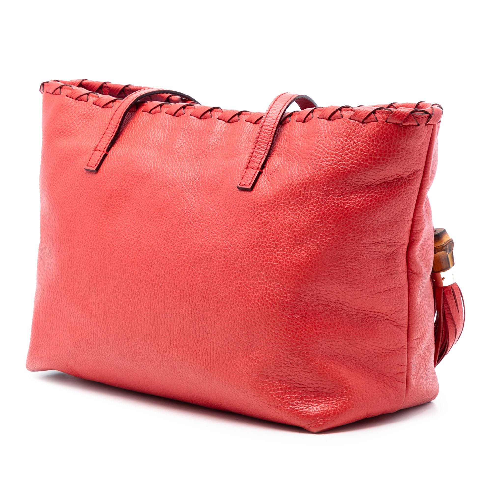 Leather Bamboo Tassel Tote