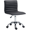 PU Leather Adjustable Swivel Office Chair with Armless Mid-Back & Chrome Base, Black