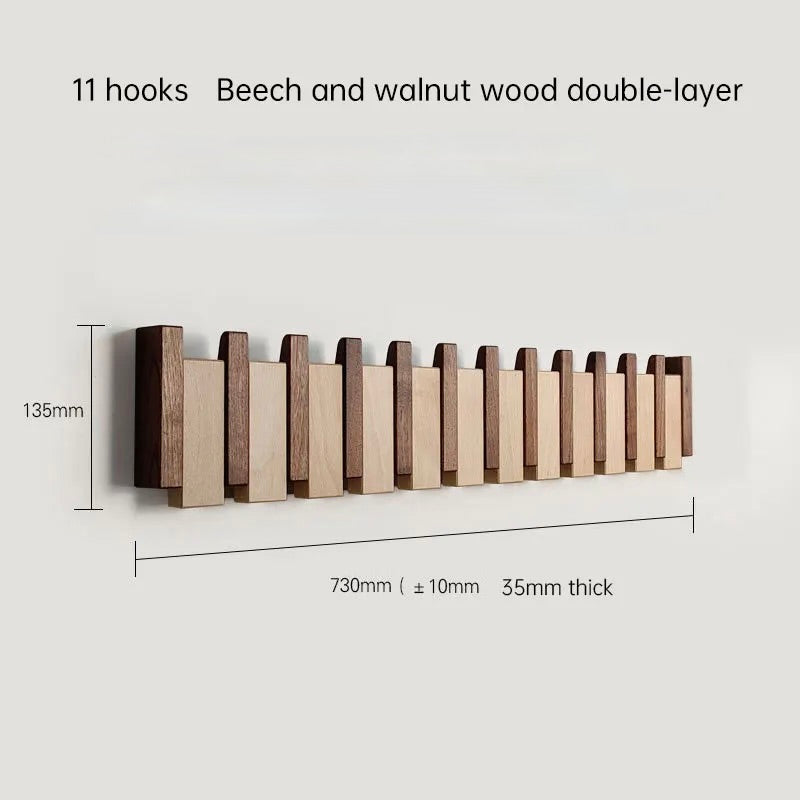 Verona natural wood wall coat rack - Scandinavian folding hanger
