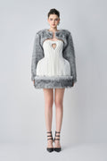 Elodia Couture Dual Style With Mini Dress And Cropped Faux Fur Jacket