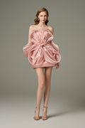 Flora "Six" Petal Flower Bandeau-Neck Mini Dress