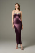 Diana Chest Embellished Bodycon Tencel Silk Maxi Dress