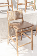 Karina Teak, Rattan & Leather Counter Stool